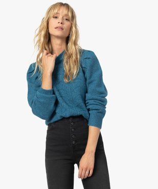 Pull femme maille fantaisie et col ras de cou vue1 - GEMO(FEMME PAP) - GEMO