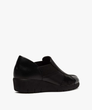 Mocassins femme confort talon compensé et col élastiqué vue4 - GEMO (CONFORT) - GEMO