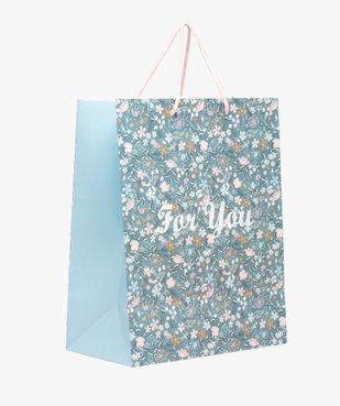 Sac cadeau en papier format moyen motif fleuri vue1 - GEMO 4G FILLE - GEMO