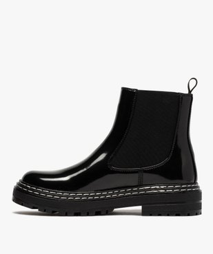 Boots femme style chelsea vernies à semelle crantée vue3 - Nikesneakers (CASUAL) - Nikesneakers