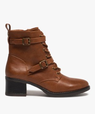 Boots femme unies à talon avec lacets et brides vue1 - GEMO(URBAIN) - GEMO