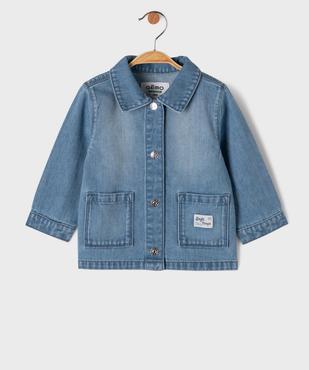 Veste en jean délavée en coton avec poches plaquées bébé fille vue1 - GEMO(BEBE DEBT) - GEMO