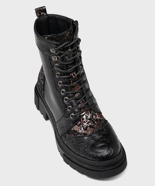 Boots avec empiècements texturés sur semelle crantée femme - Emilia Rosa vue5 - EMILIA ROSA - GEMO