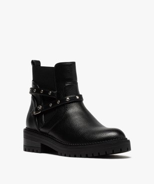 Boots femme unis à semelle crantée et bride à clous vue2 - GEMO (CASUAL) - GEMO