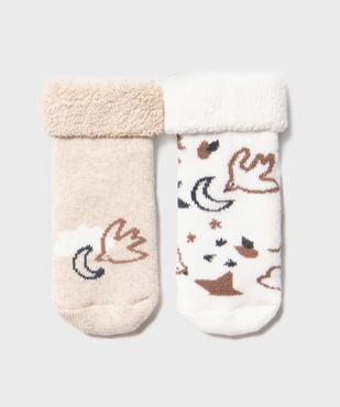 Bottons en coton avec intérieur bouclette motifs oiseaux bébé (lot de 2) vue1 - GEMO 4G BEBE - GEMO