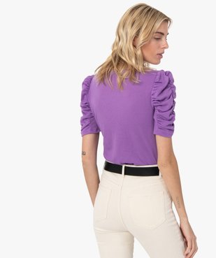 Tee-shirt femme à manches ballon froncées vue3 - GEMO(FEMME PAP) - GEMO