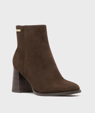 Boots à talon haut et bout carré en suédine femme - LuluCastagnette vue3 - LULUCASTAGNETTE - GEMO