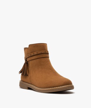 Boots fille unis en suédine avec bride à pompons vue2 - GEMO (ENFANT) - GEMO