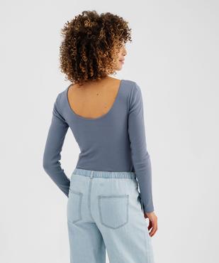 Body à manches longues en maille côtelée femme vue3 - GEMO 4G FEMME - GEMO