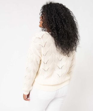 Pull femme grande taille en maille ajourée fantaisie et col V vue4 - GEMO (G TAILLE) - GEMO