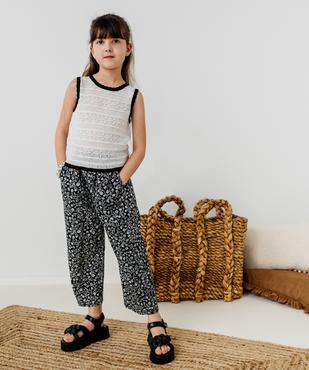 Pantalon fluide à motifs fleuris avec taille ajustable fille vue1 - GEMO 4G FILLE - GEMO