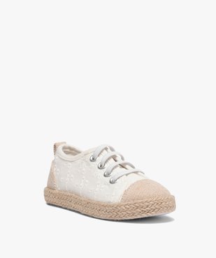 Tennis fille en toile fantaisie avec semelle en corde dessus dentelle anglaise vue2 - GEMO (ENFANT) - GEMO