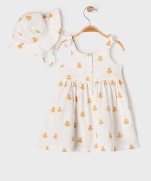 Ensemble 2 pièces robe + chapeau en gaze de coton bébé fille - LuluCastagnette vue3 - LULUCASTAGNETTE - GEMO