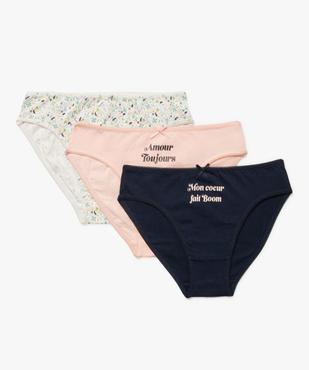 Culottes en coton stretch motifs romantiques fille (lot de 3) vue2 - GEMO 4G FILLE - GEMO