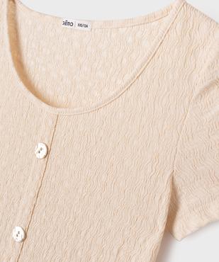 Tee-shirt manches courtes look chemise fille vue2 - GEMO (JUNIOR) - GEMO