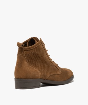 Boots femme à talon plat dessus cuir style godillots vue4 - GEMO (CASUAL) - GEMO