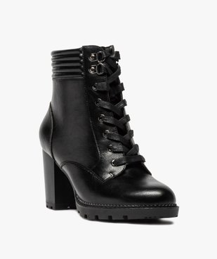 Boots femme à talon col rembourré et semelle crantée vue2 - GEMO(URBAIN) - GEMO