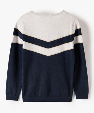 Pull fille bicolore avec liserés pailletés vue3 - GEMO (ENFANT) - GEMO