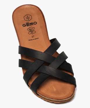 Mules femme plates à brides croisées en cuir vue5 - GEMO (CASUAL) - GEMO