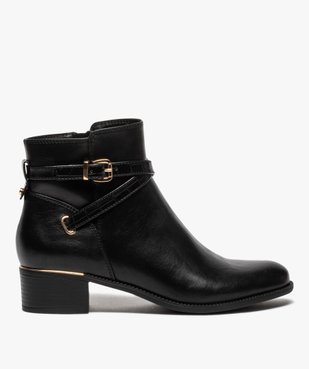 Boots femme unis à talon carré et finitions métallisées vue1 - GEMO (CASUAL) - GEMO