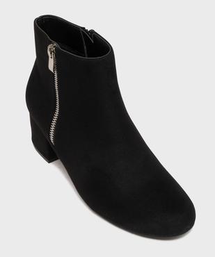 Boots femme à talon carré en suédine unie et zip décoratif vue11 - VALENTINA BALDA - GEMO
