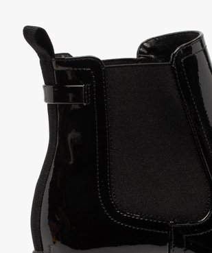 Boots femme à talon carré et semelle crantée dessus verni vue6 - GEMO(URBAIN) - GEMO