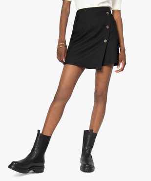Jupe short femme effet portefeuille avec boutons vue2 - GEMO(FEMME PAP) - GEMO