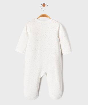 Pyjama en velours à motifs pailletés fermeture zippée devant bébé fille vue4 - GEMO 4G BEBE - GEMO