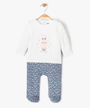 Pyjama bébé bimatière à pont-dos pressionné  vue1 - GEMO(BB COUCHE) - GEMO