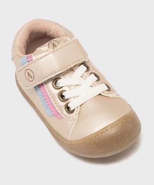 Chaussures premiers pas à semelle intérieure cuir et fermeture scratch bébé fille - Alma vue5 - ALMA - GEMO