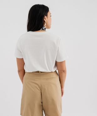 Tee-shirt manches courtes et col rond uni en coton résistant femme vue3 - GEMO(FEMME PAP) - GEMO