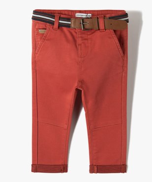 Pantalon  bébé garçon en toile extensible avec ceinture - LuluCastagnette vue1 - LULUCASTAGNETTE - GEMO