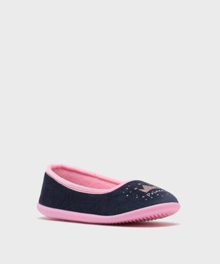 Chaussons enveloppants en velours avec motif pailleté fille vue2 - GEMO 4G FILLE - GEMO