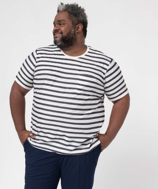Tee-shirt homme grande taille rayé à manches courtes vue1 - GEMO (G TAILLE) - GEMO