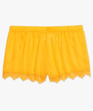 Short de pyjama femme fluide à dentelle à fines rayures dorées vue4 - GEMO(HOMWR FEM) - GEMO