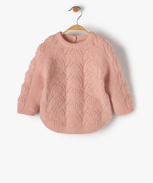 Pull bébé fille en maille ajoutée avec bas arrondi vue1 - GEMO(BEBE DEBT) - GEMO