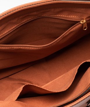 Sac cabas grainé à détails graphiques tressés vue3 - GEMO (ACCESS) - GEMO