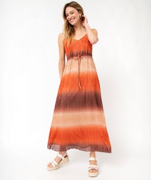 Robe droite longue à bretelles en maille plissée pailletée femme vue1 - GEMO(FEMME PAP) - GEMO