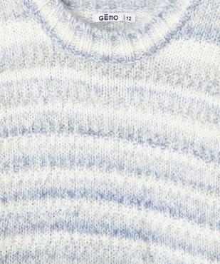 Pull court et large en maille fantaisie à rayures colorées fille vue2 - GEMO (JUNIOR) - GEMO