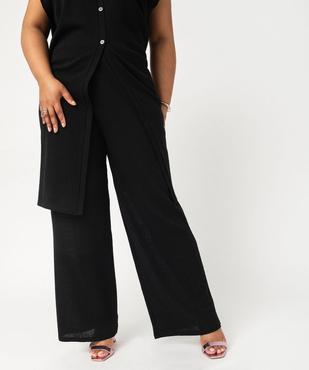 Pantalon large en maille souple avec taille élastiquée femme vue1 - GEMO (G TAILLE) - GEMO