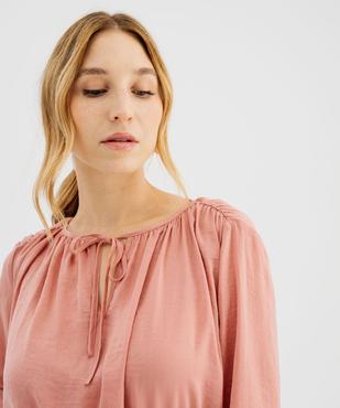 Robe courte à manches longues en satin femme vue3 - GEMO(FEMME PAP) - GEMO