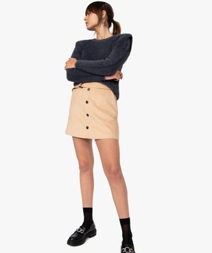 Jupe femme en velours côtelé avec ceinture vue5 - GEMO(FEMME PAP) - GEMO