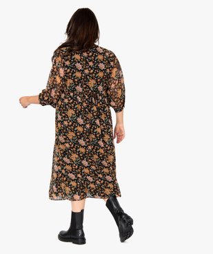Robe femme longue à motifs fleuris et manches amples vue3 - GEMO (G TAILLE) - GEMO