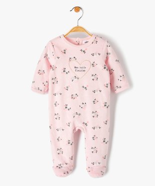 Pyjama bébé fille en velours à motifs fleuris vue1 - GEMO(BB COUCHE) - GEMO