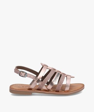 Sandales fille à brides en cuir brillantes - LuluCastagnette vue1 - LULU CASTAGNETT - GEMO