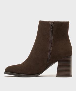 Boots à talon haut et bout carré en suédine femme - LuluCastagnette vue4 - LULUCASTAGNETTE - GEMO