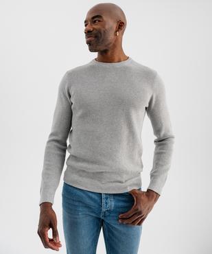 Pull col rond en coton uni homme vue9 - GEMO (HOMME) - GEMO