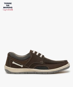 Chaussures bateau homme à lacets dessus cuir – Terre de Marins vue1 - TERRE DE MARINS - GEMO