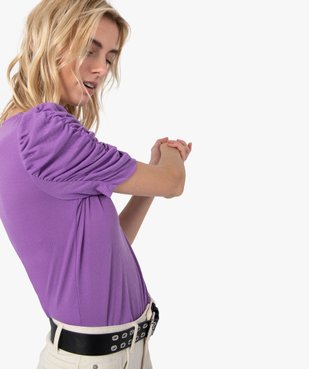 Tee-shirt femme à manches ballon froncées vue2 - GEMO(FEMME PAP) - GEMO
