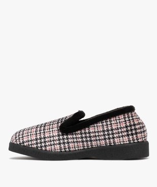 Chaussons femme pantoufles confort à motif Vichy vue3 - G'FLEX - GEMO